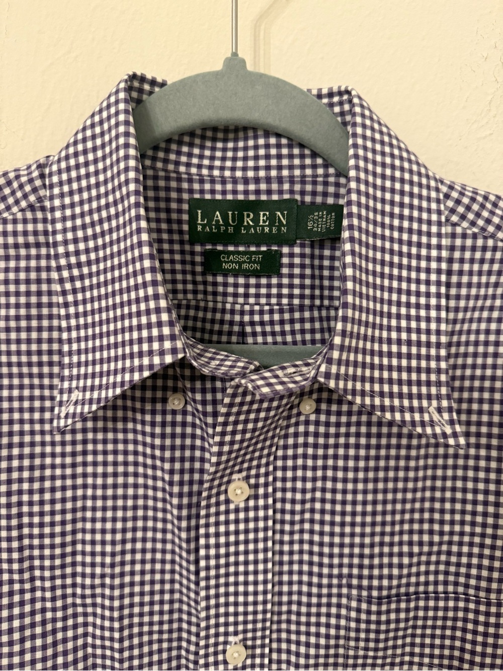 Lauren Ralph Lauren Purple Gingham Button-Down Dress Shirt